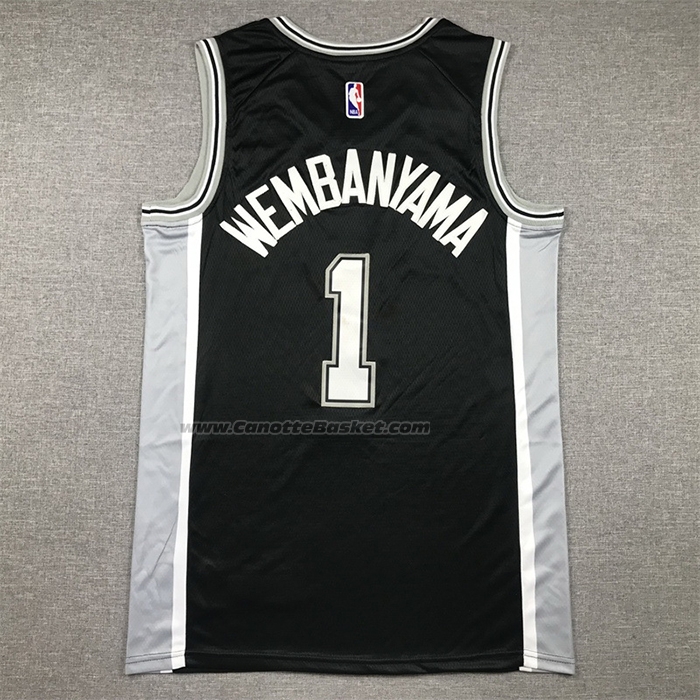 Maglia San Antonio Spurs Victor Wembanyama #1 Icon 2022-23 Nero